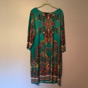 Tiana B. Teal Floral Paisley Dress Size XL